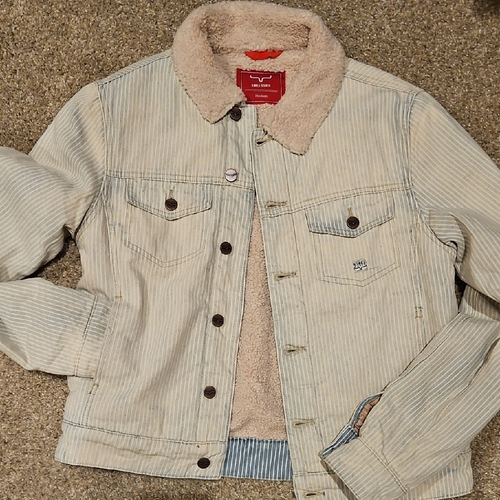 Kimes Ranch Striped Cream Jacket with Tan Collar